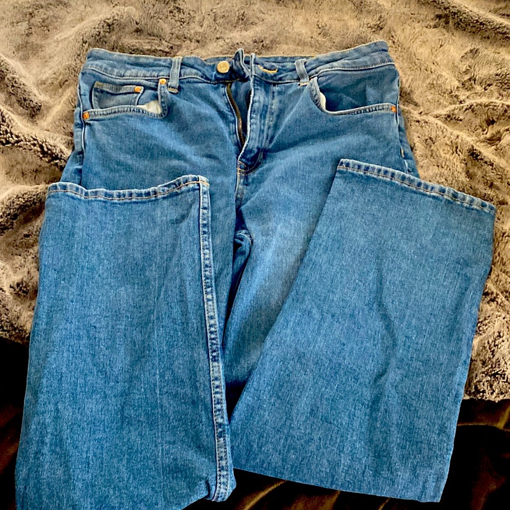 Blue straight leg jeans